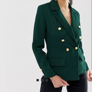 Dark green blazer with gold buttons